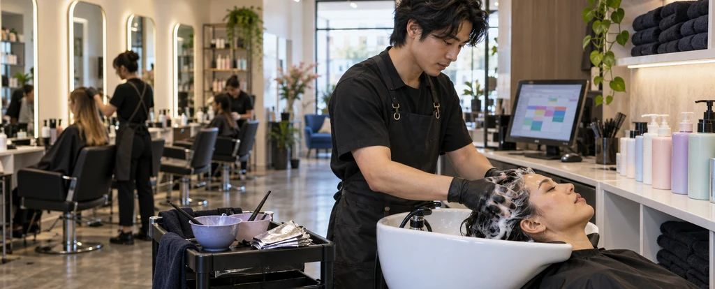 Illustration of a person working as a salon assistant
