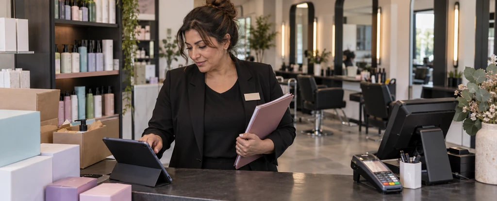 Illustration of a person working as a salon manager