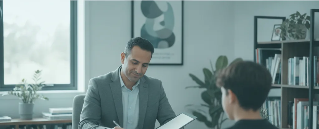 Illustration of a person working as a school counsellor