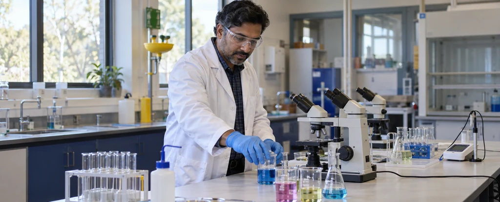 Illustration of a person working as a school laboratory technician