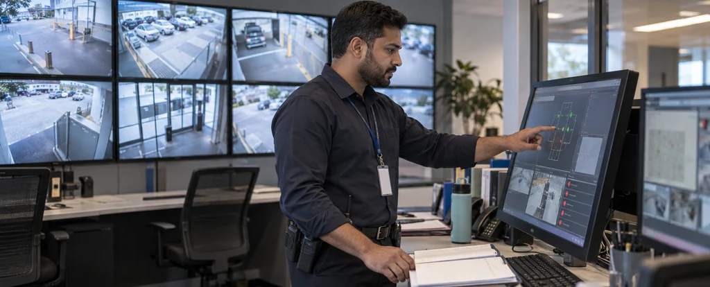 Illustration of a person working as a security manager