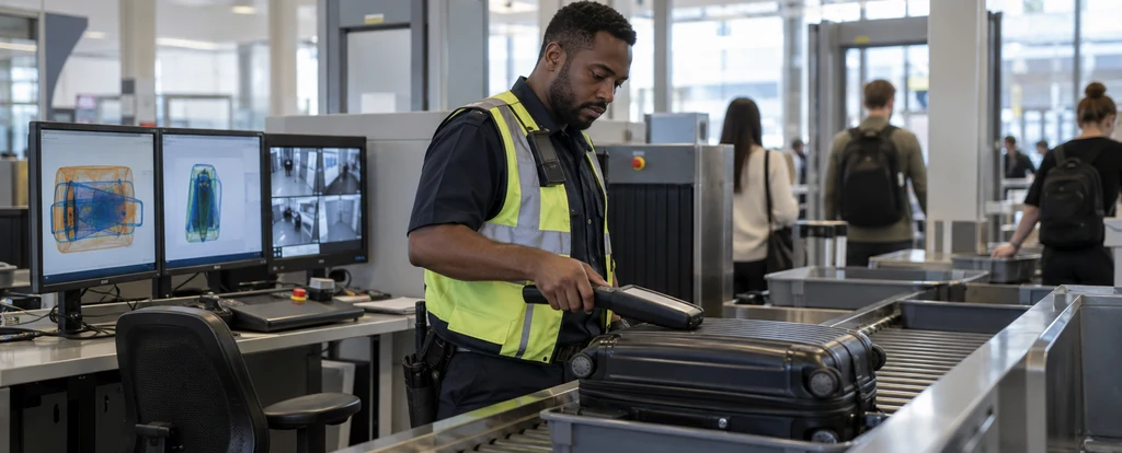 Illustration of a person working as a security screening officer