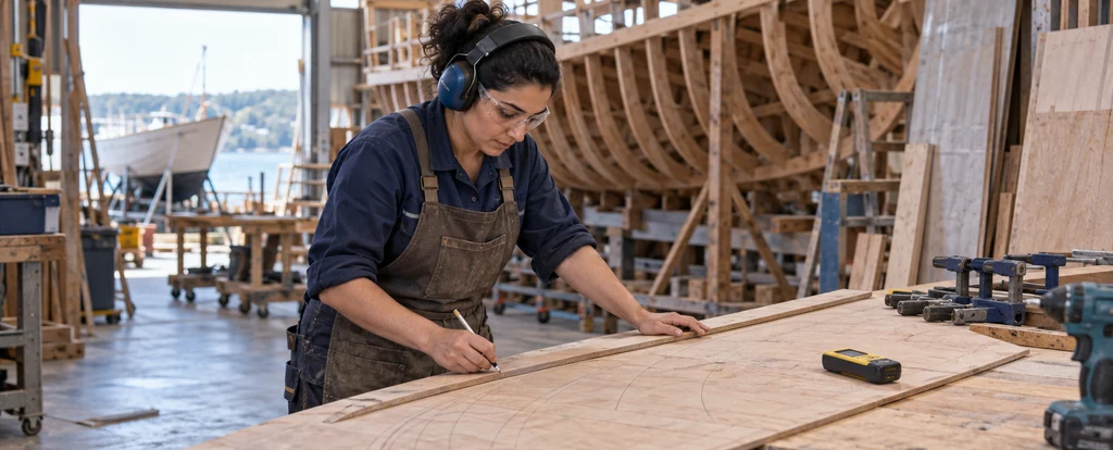 Illustration of a person working as a shipwright