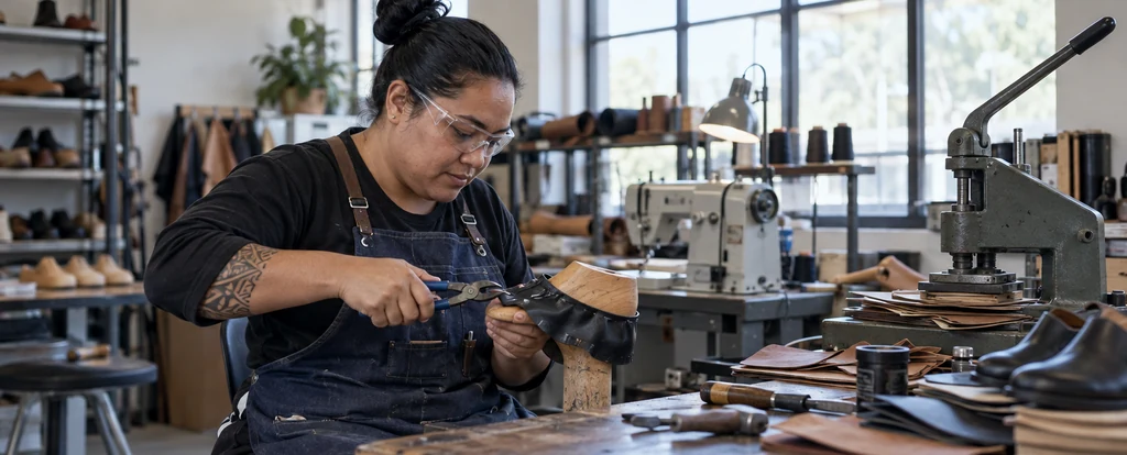 Illustration of a person working as a shoemaker