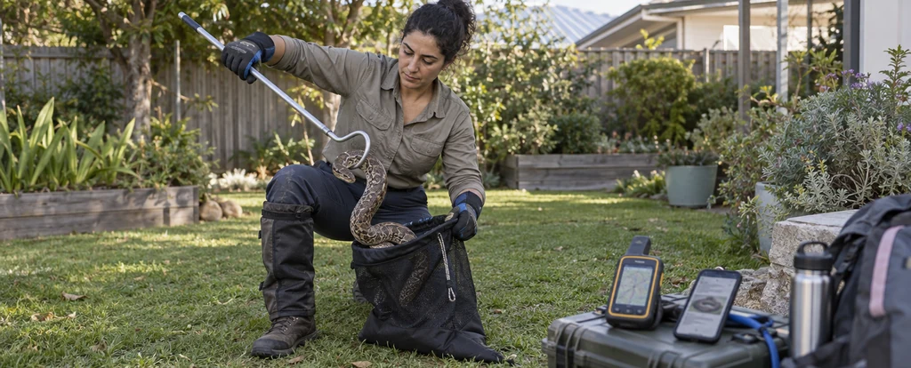 Illustration of a person working as a snake catcher