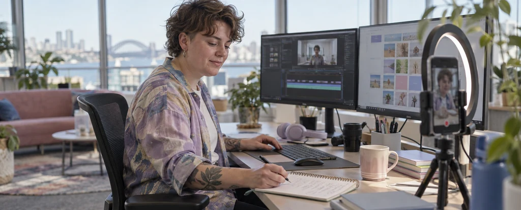 Illustration of a person working as a social media content creator