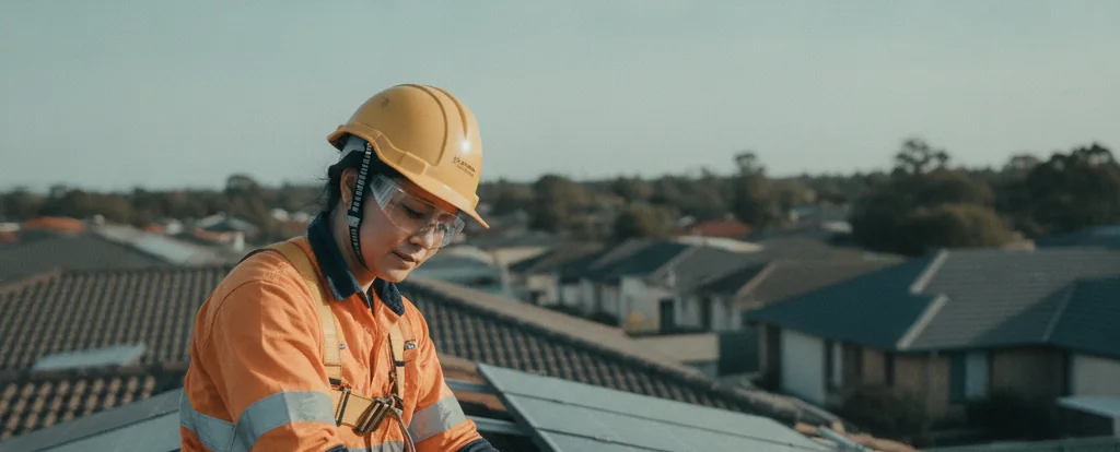 Illustration of a person working as a solar installer