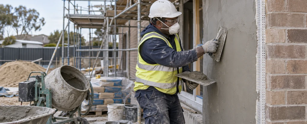 Illustration of a person working as a solid plasterer