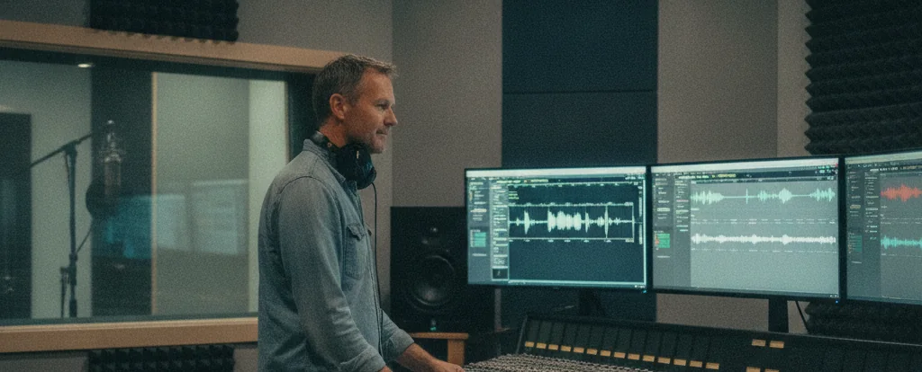 Illustration of a person working as a sound engineer