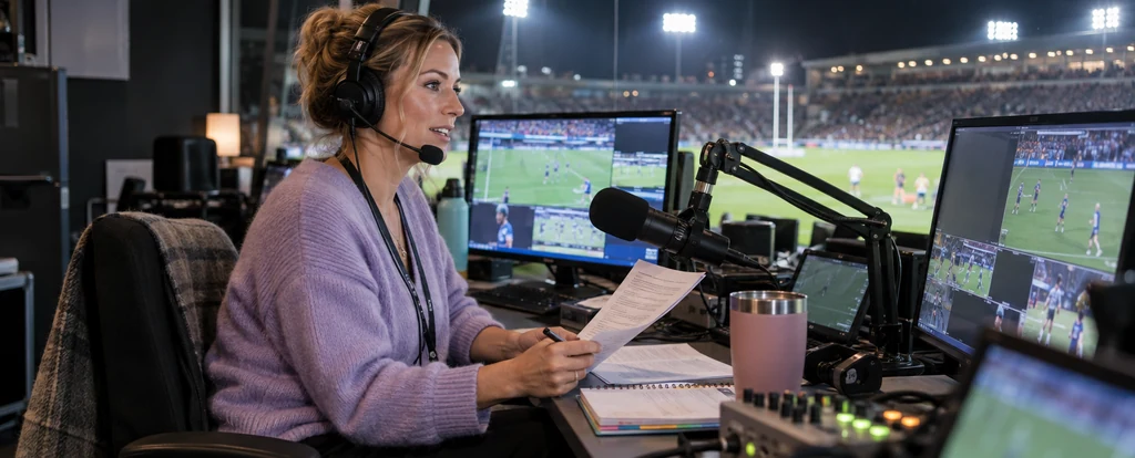 Illustration of a person working as a sports commentator