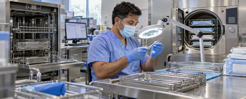 Illustration of a person working as a sterilisation technician