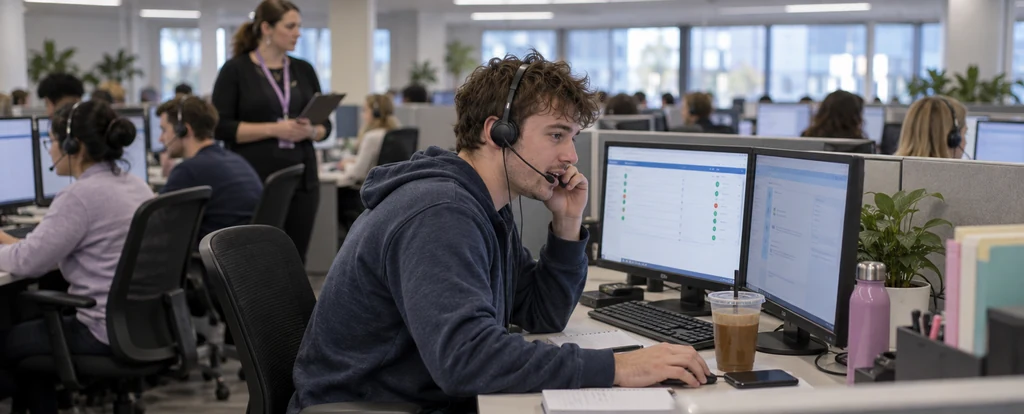 Illustration of a person working as a telemarketer