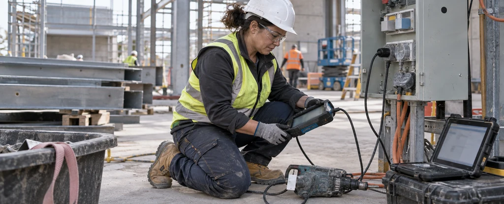 Illustration of a person working as a test and tag technician