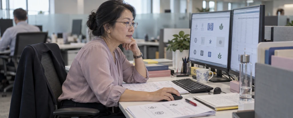 Illustration of a person working as a trade mark examiner