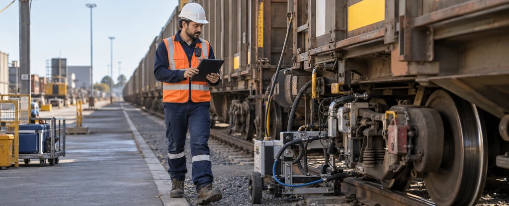 Illustration of a person working as a train examiner