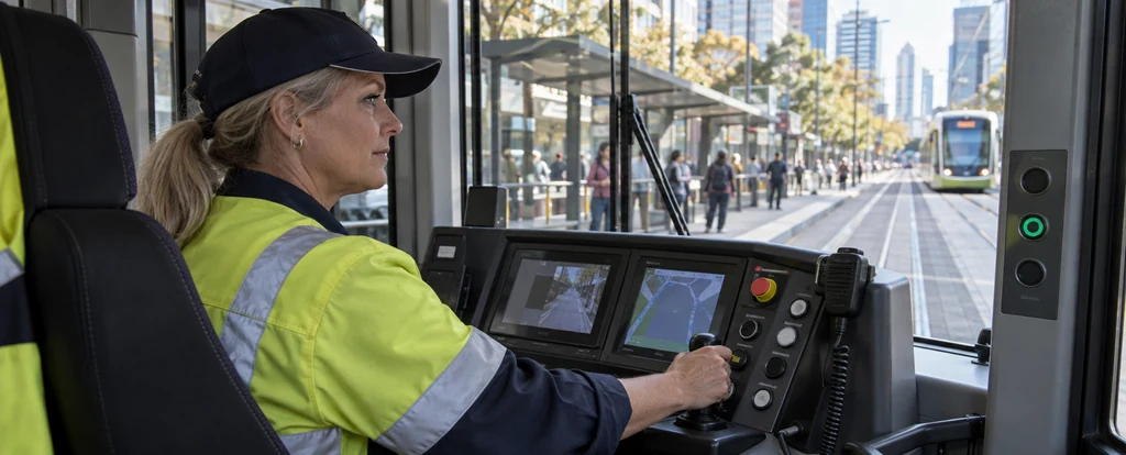 Illustration of a person working as a tram driver