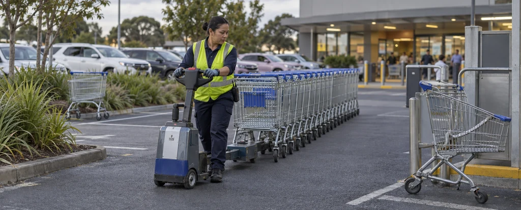 Illustration of a person working as a trolley collector