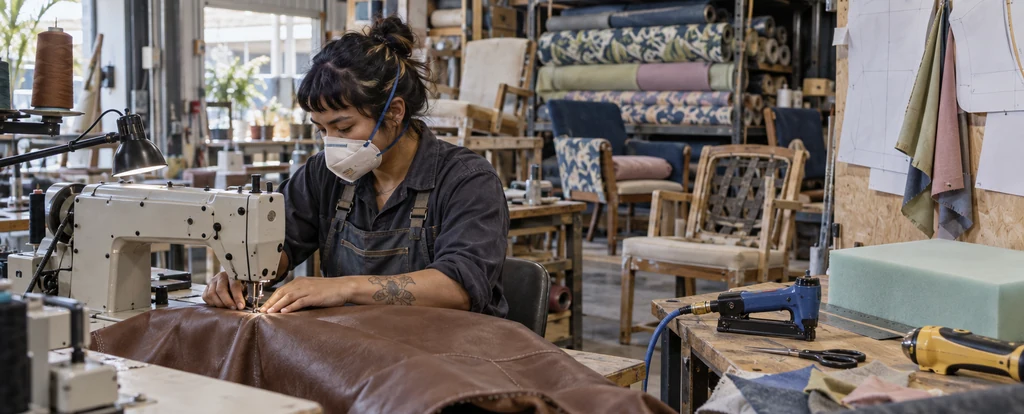 Illustration of a person working as an upholsterer