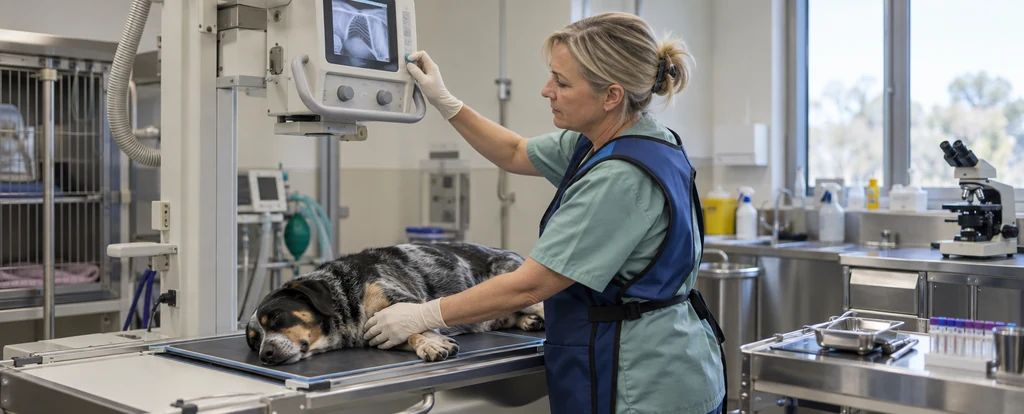 Illustration of a person working as a veterinary technologist