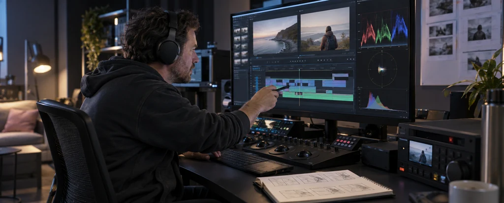 Illustration of a person working as a video producer