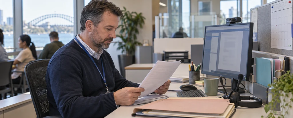 Illustration of a person working as a visa and citizenship officer