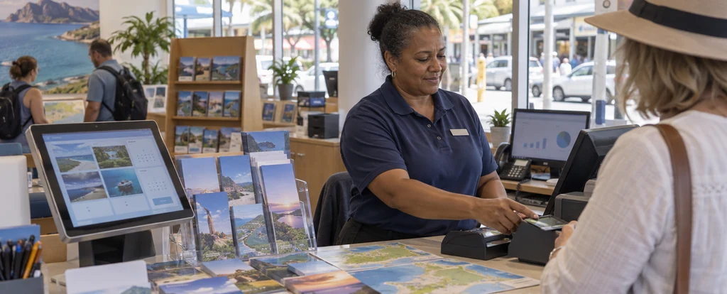 Illustration of a person working as a visitor information officer