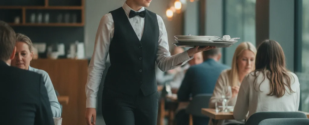 Illustration of a person working as a waiter