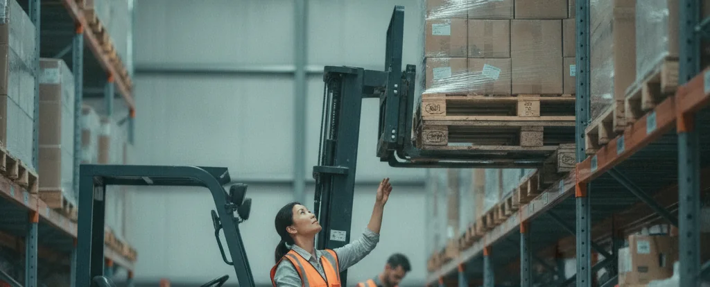 Illustration of a person working as a warehouse storeperson