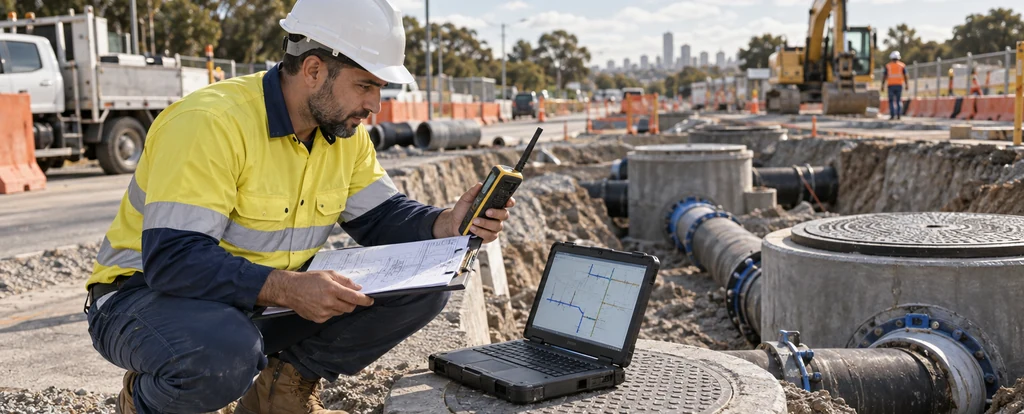 Illustration of a person working as a water engineer