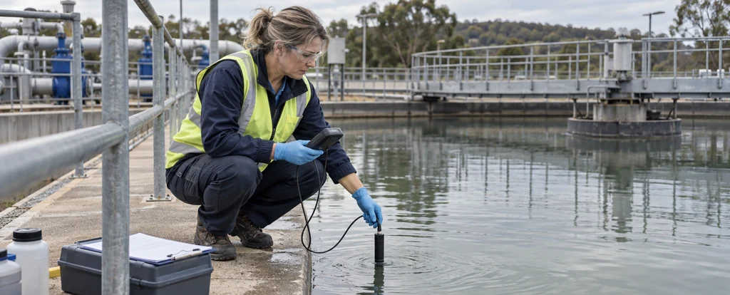 Illustration of a person working as a water inspector