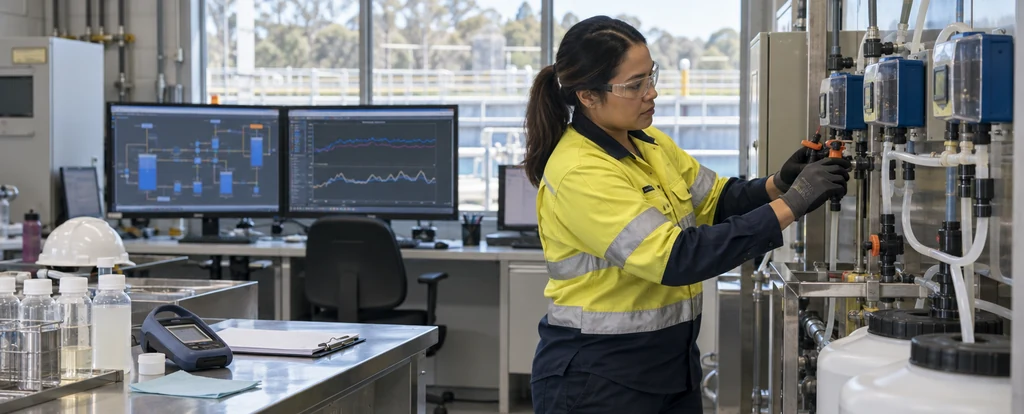 Illustration of a person working as a water treatment operator
