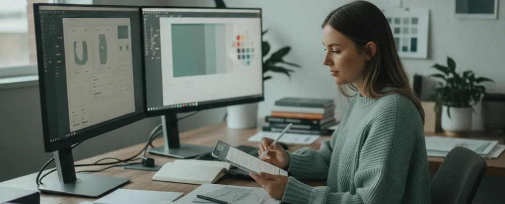 Illustration of a person working as a web designer