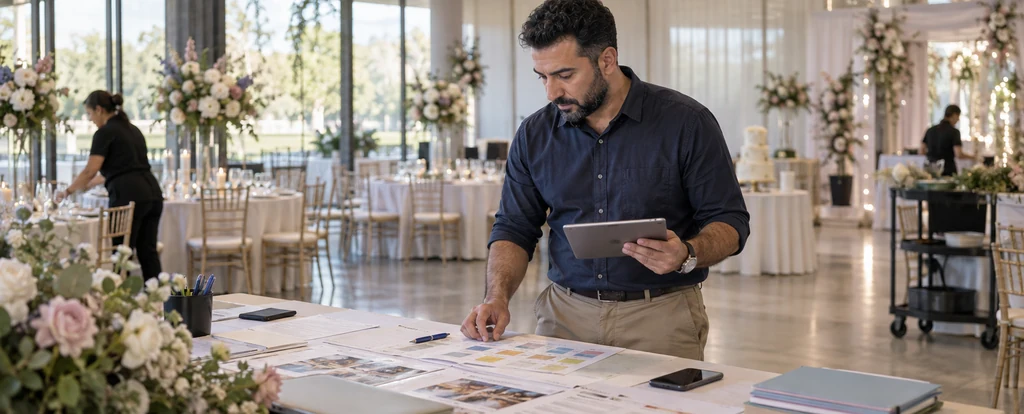 Illustration of a person working as a wedding planner