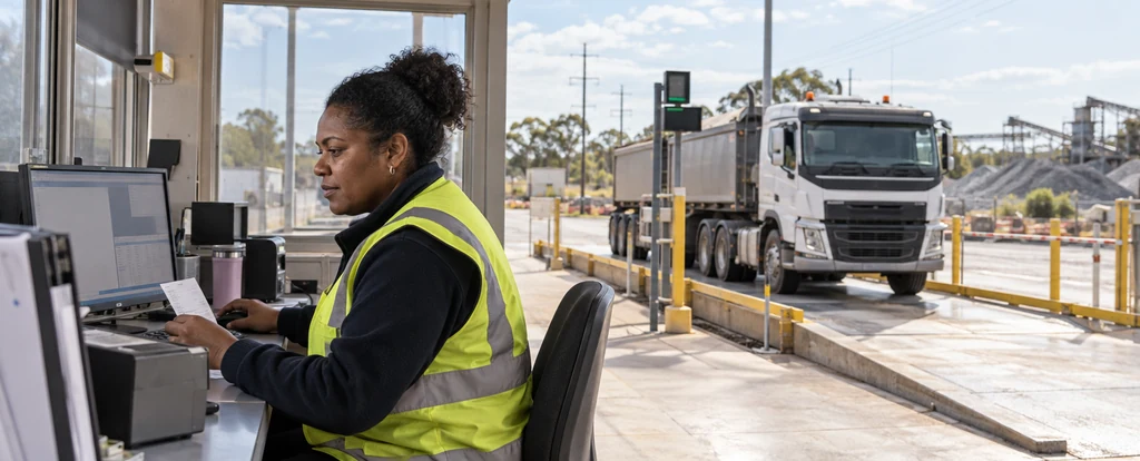 Illustration of a person working as a weighbridge operator