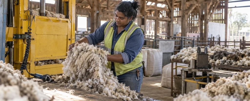 Illustration of a person working as a wool handler